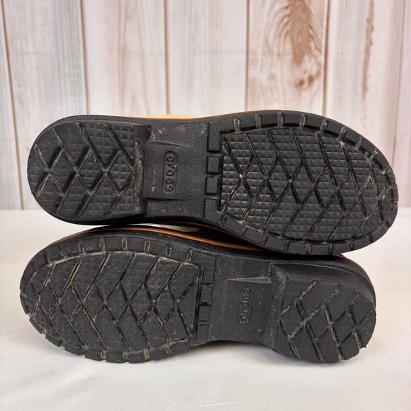 CROCS Allcast Luxe II Boots Waterproof Shearling Mid Calf Snow Boots Brown Sz 8 - Picture 13 of 16